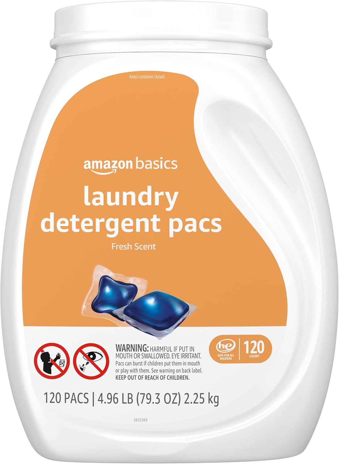 Amazon Basics Laundry Detergent Pacs, Fresh Scent, 120 Count (Previously Solimo)