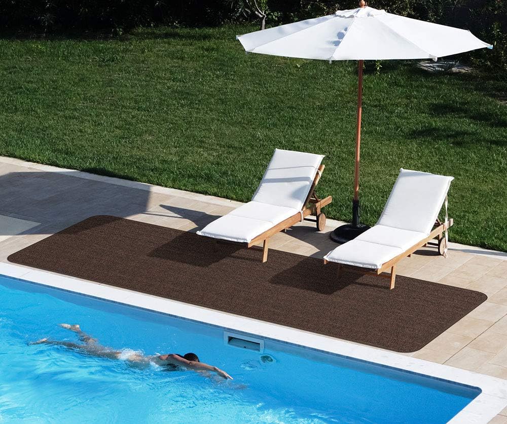 House, Home and More Indoor Outdoor Double-Ribbed Carpet Runner with Skid-Resistant Rubber Backing - Bittersweet Brown - 4 Feet x 40 Feet