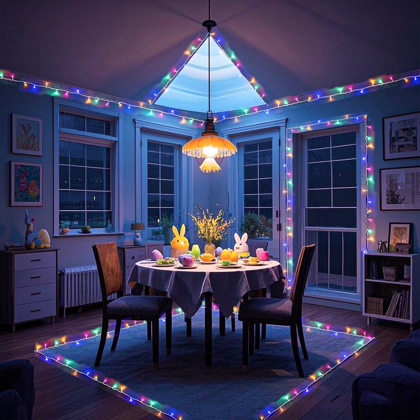 Christmas Lights Outdoor Waterproof Colorful String Lights Indoor 8 Modes Clear Wire 66ft 200 LED, Colorful Twinkle Fairy Light Plug in for Bedroom Wedding Party Easter Christmas Decorations