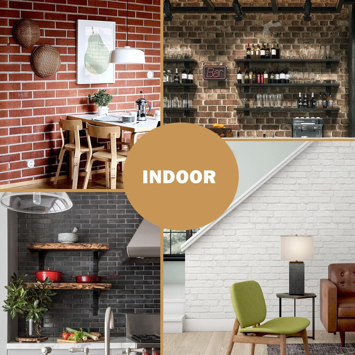 Vintage Faux Brick Wall Tiles, 3D Thin Brick Veneers for Bedroom, Bathroom, Kitchen, Fireplace and Fence Wall Panels (2, Red/Brown)