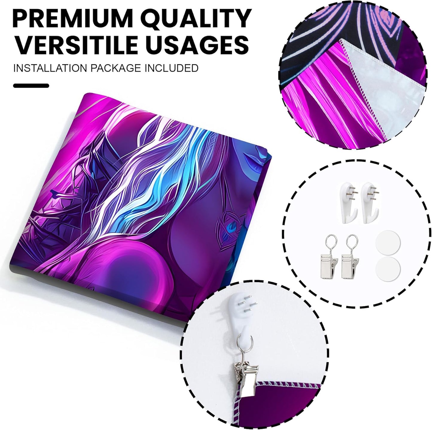 Blacklight Tapestry,WingTapestry Glow In The Dark,UV Reactive Black Light Upright Posters Wall Hanging for Bedroom Dorm Living Room Backdrop Decor (wing8, 59L" x 51W")