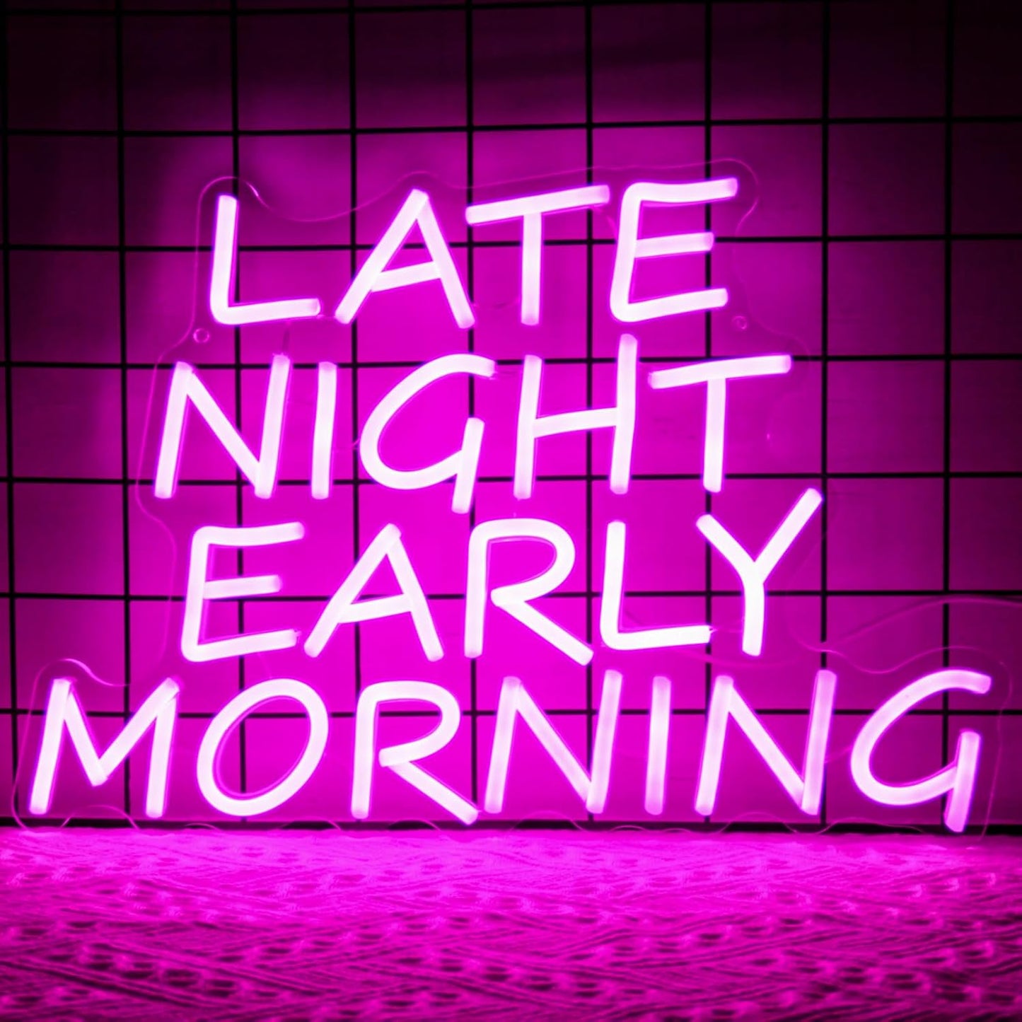 Bar Neon Sign Late Night Early Morning Neon Signs for Wall Decor Beer LED Neon Sign Pink Letter Neon Light Sign Dimmable Neon Lights for Bedroom Bar Party Hotel Club Party Man Cave Decor