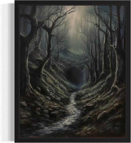 Dark Tunnel Poster Art Print, Halloween Scary Vintage Wall Art Academia Spooky Painting Decoration for Horror Prints, Gothic Posters Bedroom Decor 89 (Dark Tunnel, 11 x 14 inches, Unframed)