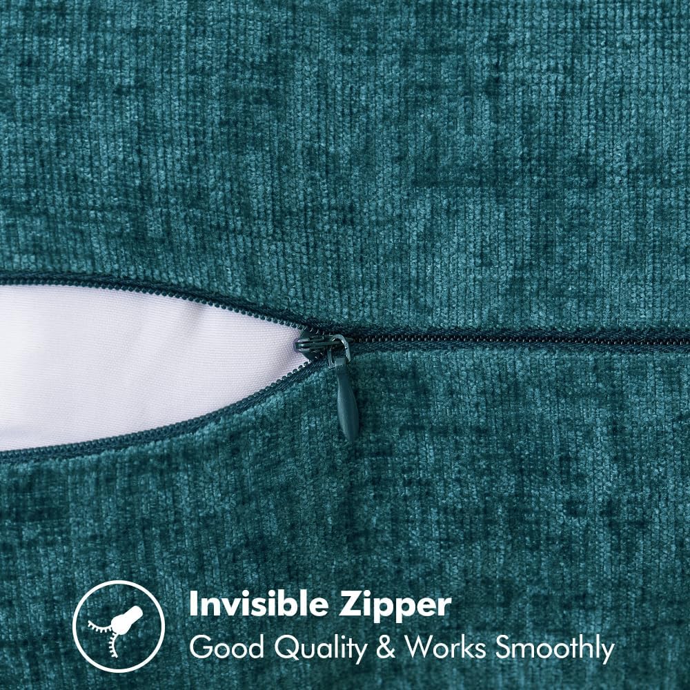 MIULEE Pack of 2 Couch Throw Pillow Covers 16x16 Inch Dark Teal Farmhouse Decorative Pillow Covers with Stitched Edge Soft Chenille Solid Dyed Spring Pillow Covers for Sofa Bed Living Room