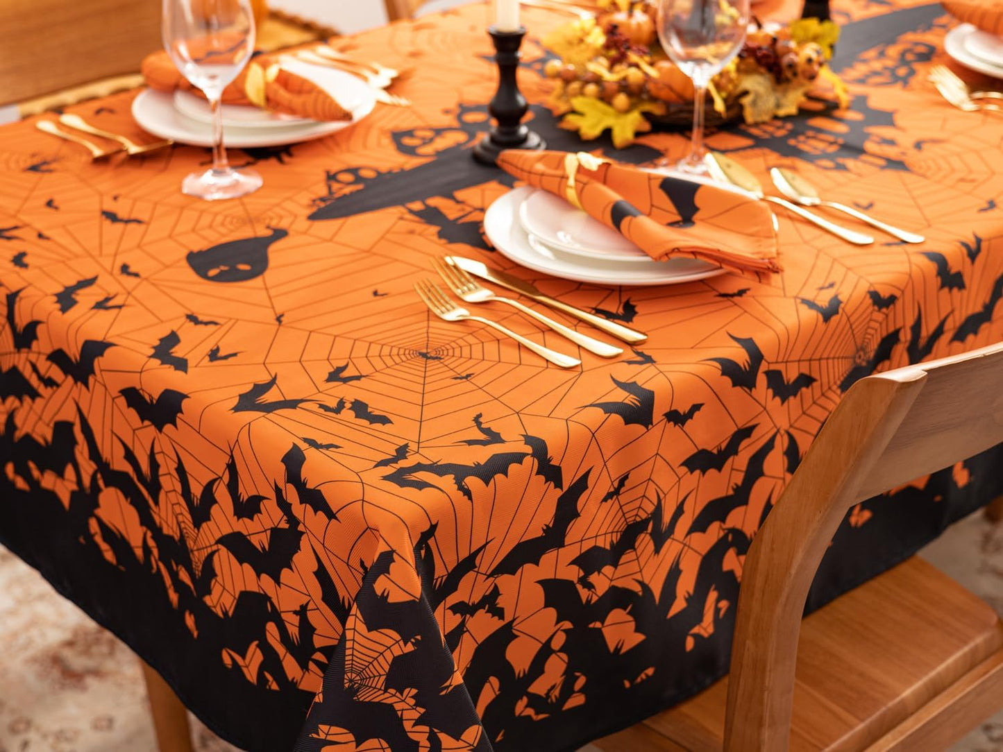 YiHomer Halloween Silhouettes Tabletop for Halloween Decorations, Dinner Parties and Scary Movie Nights, Horror Night, Tablecloth, 60 x 84 Rectangle