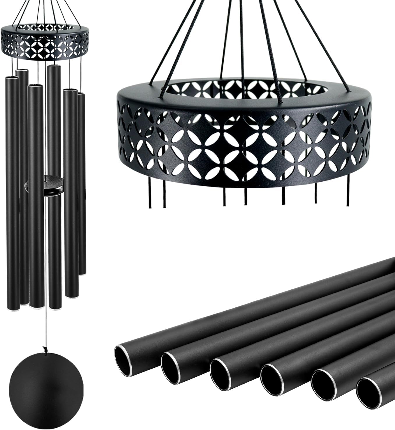 ASTARIN 48'' Deep Tone Wind Chimes for Outside - Large WindChimes with 6 Heavy Tubes, Memorial Chimes Outdoor for Garden Hanging Décor,Sympathy Gifts for Loved one,Home Décor, Black