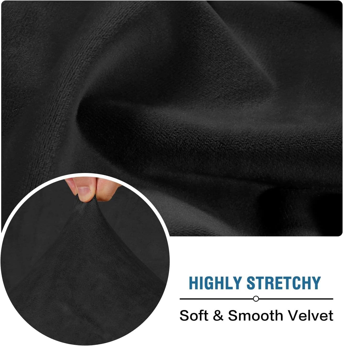 H.VERSAILTEX Velvet Stretch Individual Chaise Cover Sectional Couch Covers for L Shaped Sofa Both Left/Right Furniture Protector Seat Cushion Sofa Cover (1 Piece Chaise Cover, Black)