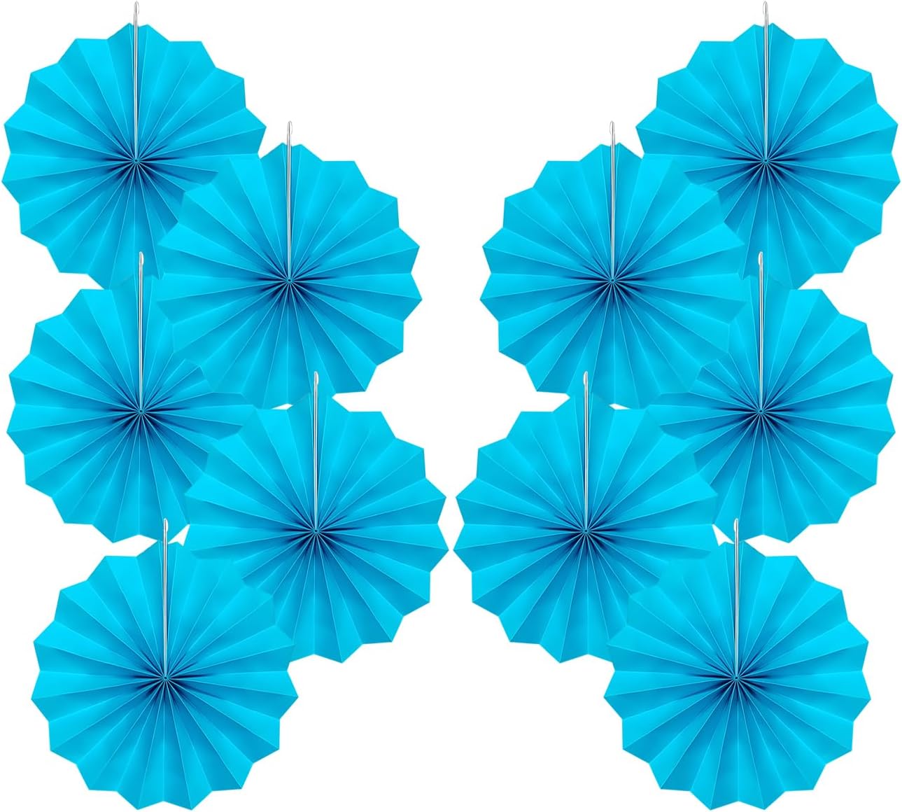 BARTHEW Blue Hanging Paper Fans,Blueaccessories Paper Decorations for Party,Blue Harmony Classroom Decorations,Party Decorations for Boys 8in Hanging Paper Fans 30 Color DIY Set (Sky Blue)