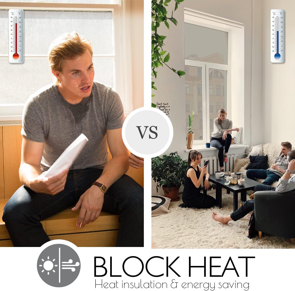 HIDBEA One Way Mirror Window Film Daytime Privacy, Reflective Window Tint for Home, Heat Control UV Blocking, Non-Adhesive Self Static Cling Window Sticker (Silver, 35.4 Inch x 32.8 Feet)