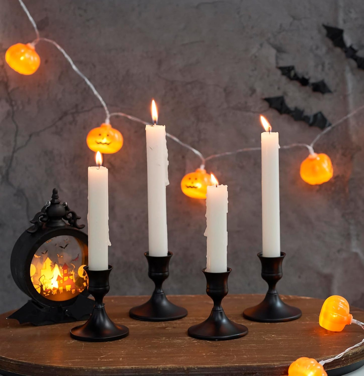 Black Taper Candle Holder, Candlestick Holders, Vintage Metal for Table Centerpieces Wedding Decor (Matte Black, 2 Pcs)