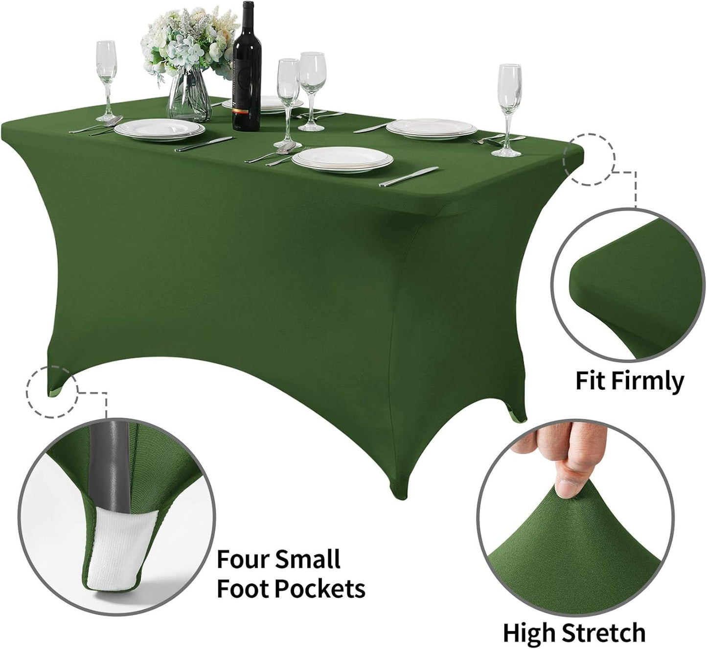 Spandex Table Cover for 4FT or 6ft or 8ft Table Universal Fitted Stretch Tablecloth for Party, Banquet, Wedding and Events-Willow