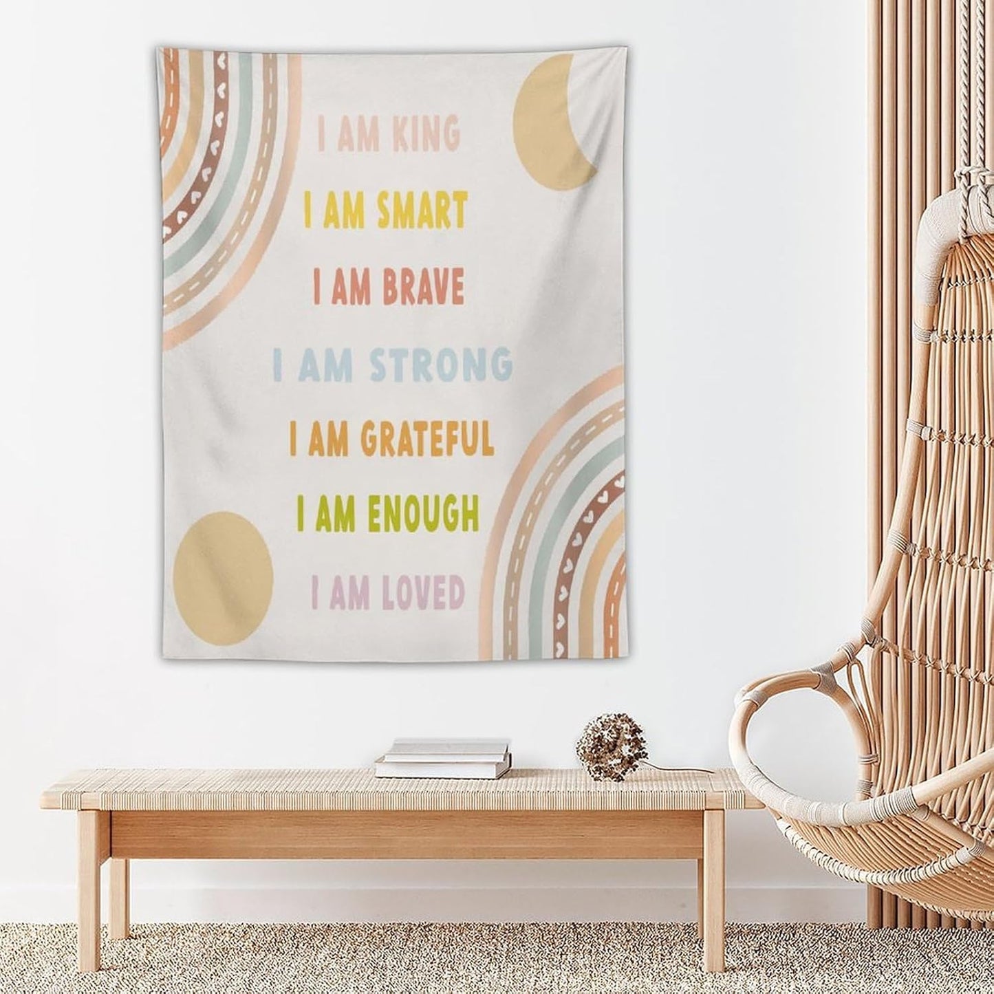 ICMOLYYENLO Boho Plant Aesthetic Tapestry, Abstract Medieval Arch Sun Home Aesthetic Wall Hanging For Bedroom Living Room Dormitory Tapestry 50x60 Inches