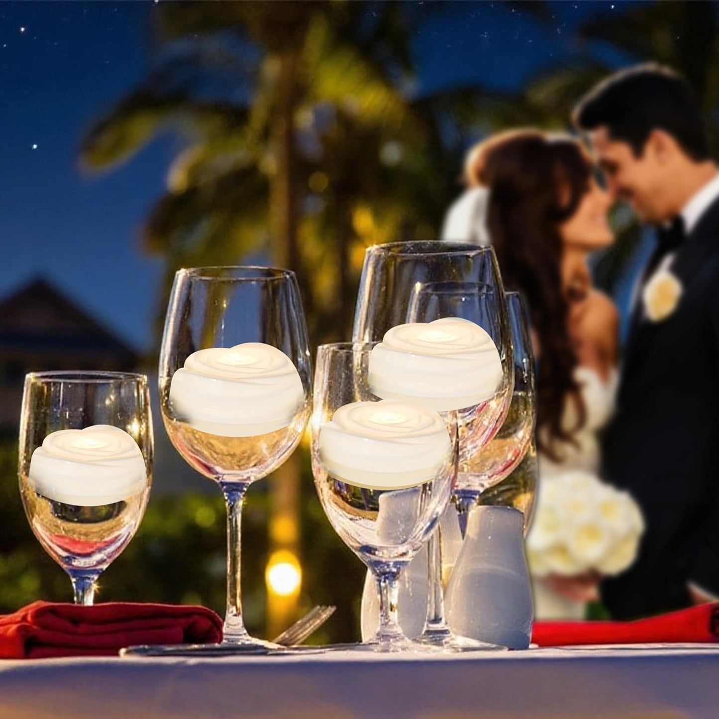 Aignis 36pcs Flameless LED Floating Candles, White Rose Plastic Tealight Battery Operated, 120+ Hours Glow Time, Cozy Light for Romantic Pool/Bathtub/Hot Bath/Wedding Centerpiece Decor(D2.83*H1.42)