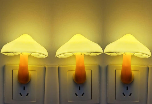 AUSAYE 3 Pack Sensor LED Night Light Plug in Lamp Mushroom Night Light for Adults Kids NightLight Bedroom,Bathroom,Toilet,Hallway,Stairs,Kitchen,Basement Warm White