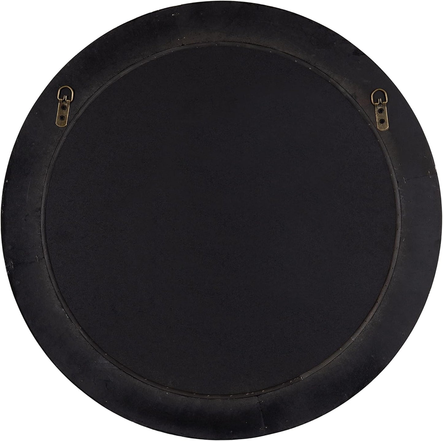 Kate and Laurel Palmer Rustic Farmhouse Round Wooden Mirror, 26 Inch Diameter, Blue and Rustic Brown, Modern Circle Decorative Wall Mirror with Paint Distressing