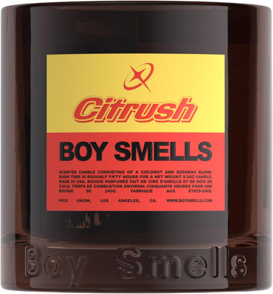 Boy Smells Citrush Candle – Bright Citrus Aroma – Warm Musk Finish – Pomelo Oil – Clean Burning Scented Candle – Long-Lasting Fragrance Throw – Vegan Soy Wax Blend – 9oz Glass Jar