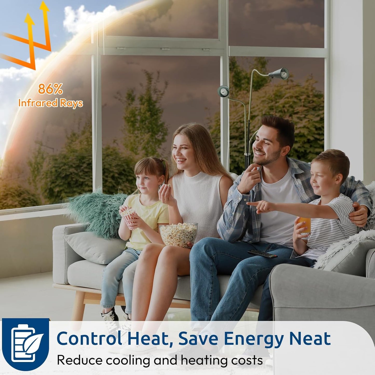 rabbitgoo Window Privacy Film One Way Window Tint for Home, Removable Reflective Heat Sun Blocking Anti UV Glass Door Covering, Mirror Tinting Film House Office, 23.6 in X 6.5 Feet, Brown Silver