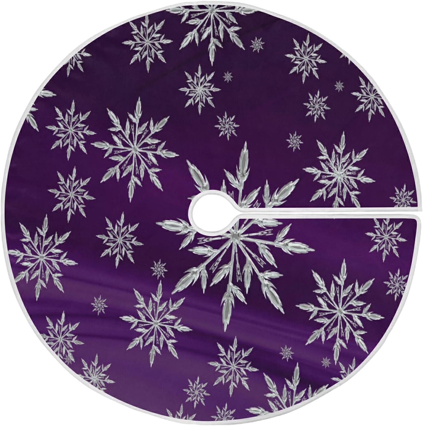 Christmas Snowflake Purple Tree Skirt, Seasonal Tree Mat Holiday Party Supplies Ornaments Indoor Outdoor Decorations for Tabletop Trees 35.4 Inches