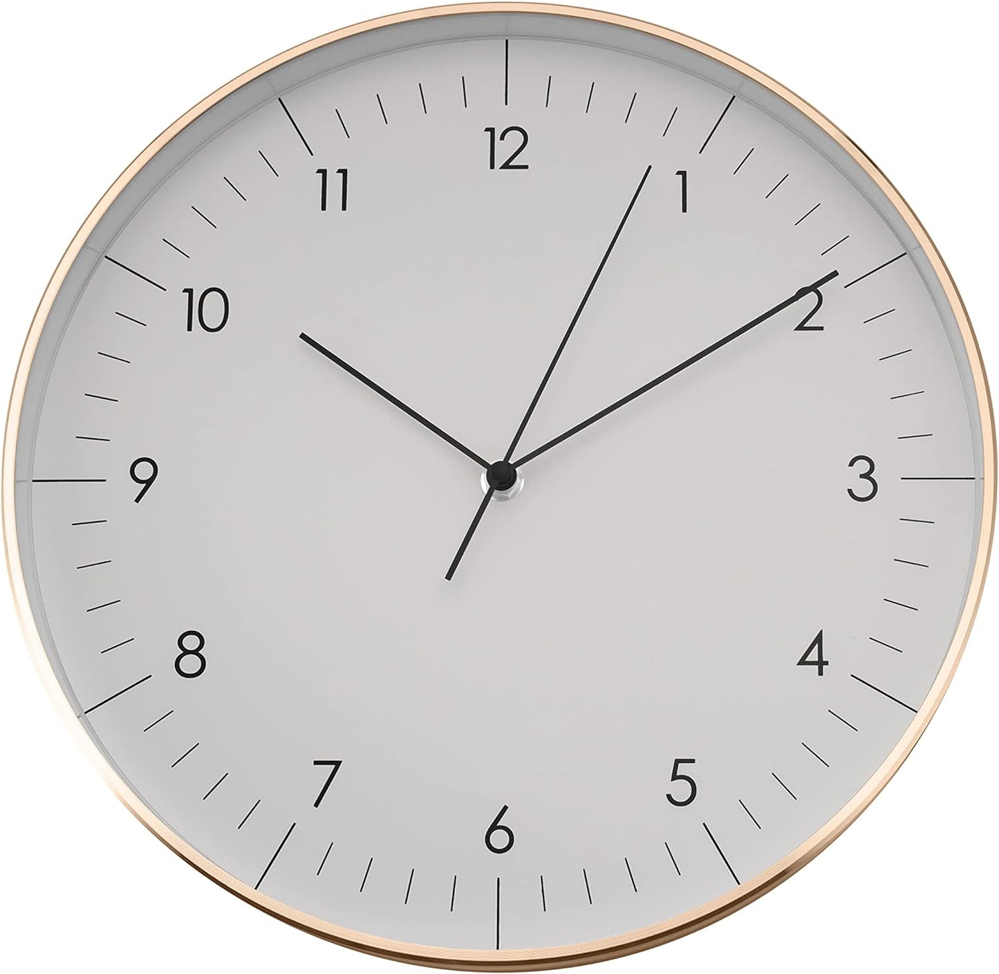 LUUK LIFESTYLE Silent Quartz Wall Clock, Nordic and Minimalist Design, Interior Decoration for Living Room, Kitchen, Bedroom, White and Gold
