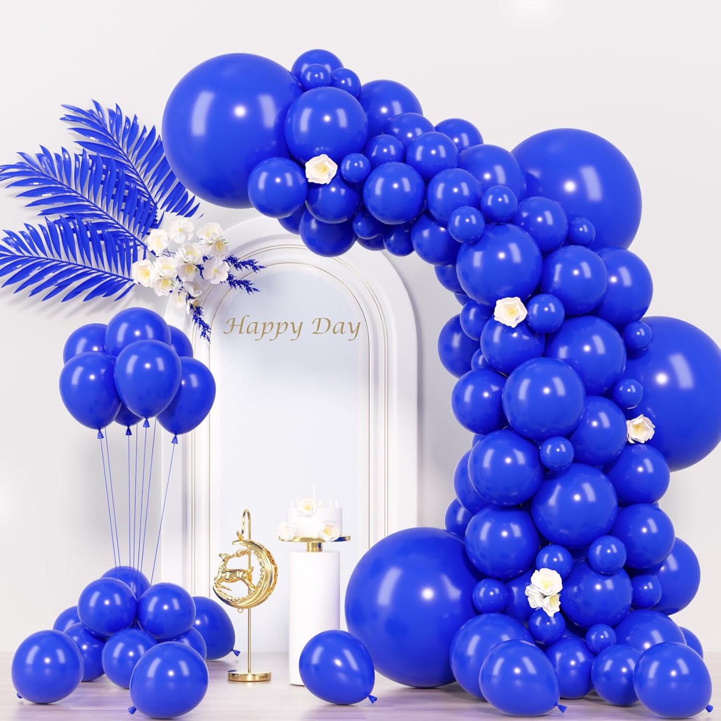130pcs Royal Blue Balloons Different Sizes 18" 12" 10" 5" Party Latex Balloons for Birthday Graduation Baby Shower Anniversary Nautical Party Decorations