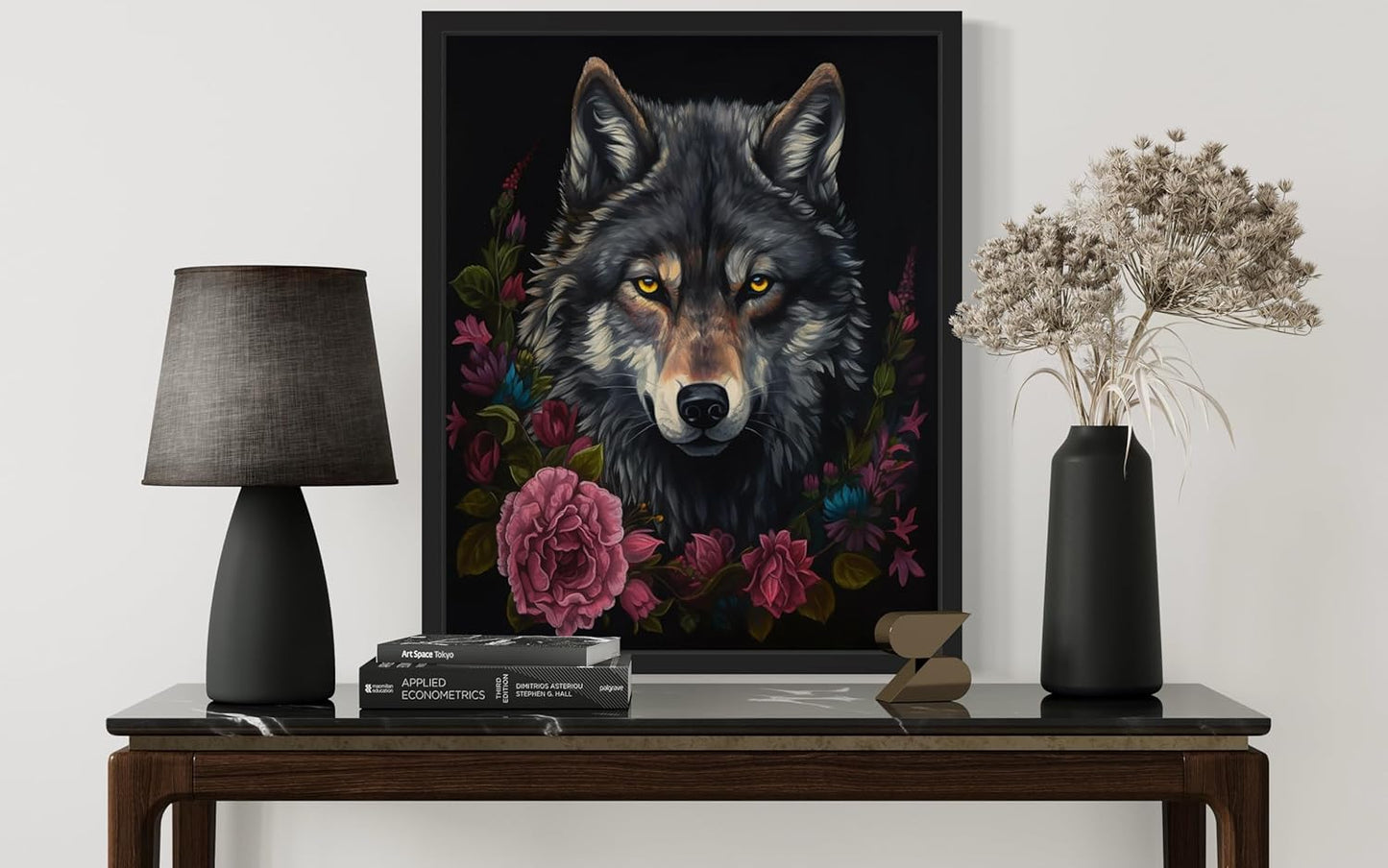 Vintage Wolf Poster Art Print, Halloween Scary Wall Art Academia Spooky Painting Decoration for Horror Prints, Gothic Posters Bedroom Decor 89 (Vintage Wolf, 16 x 20 inches, Black Frame)