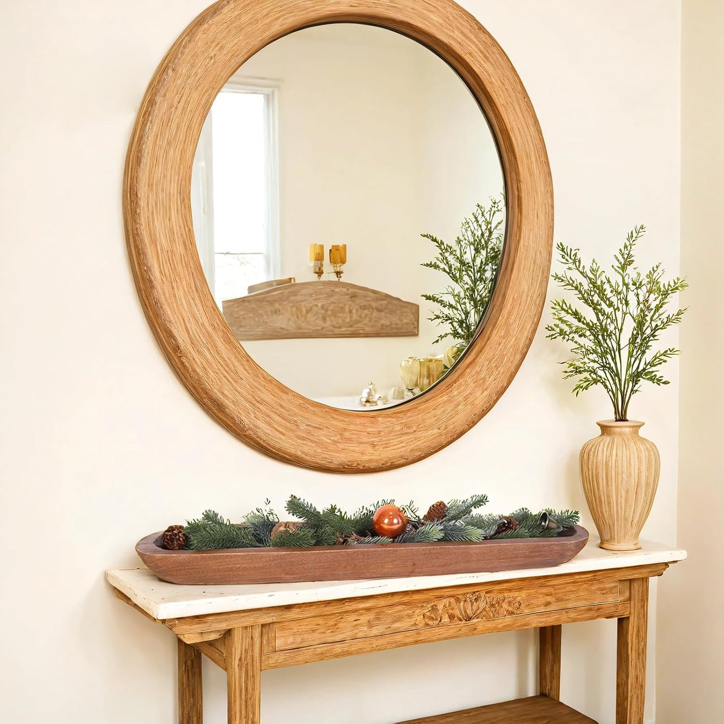 Athaliah Wooden Dough Bowl, Hand Carved Rustic Long Wood Dough Bowls for Decor, Vintage Decorative dough bowl for Table Centerpiece (30 Inch-Brown)