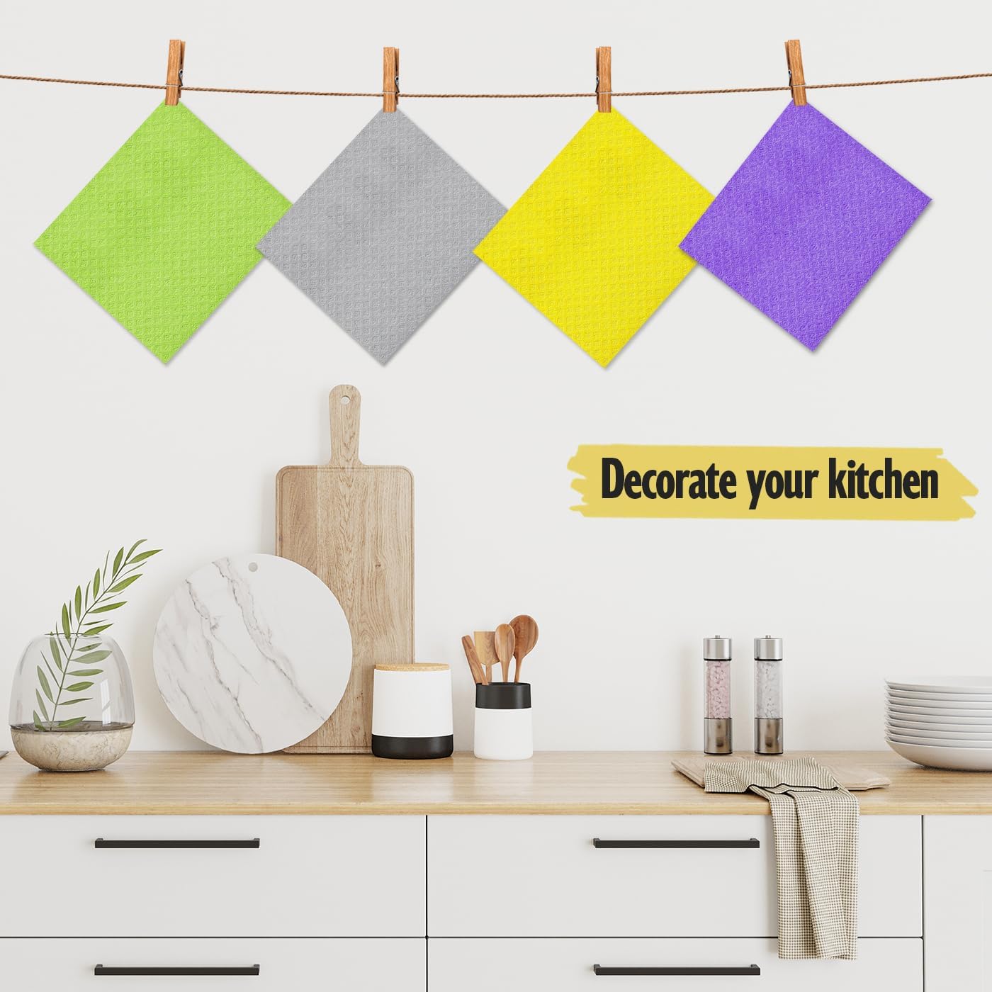 Swedish Dishcloths - 10 Pack Reusable Kitchen Dishcloths - Ultra Absorbent Dish Towels for Washing Dishes - Cellulose Sponge Cloth Cleaning Cloths - Purple