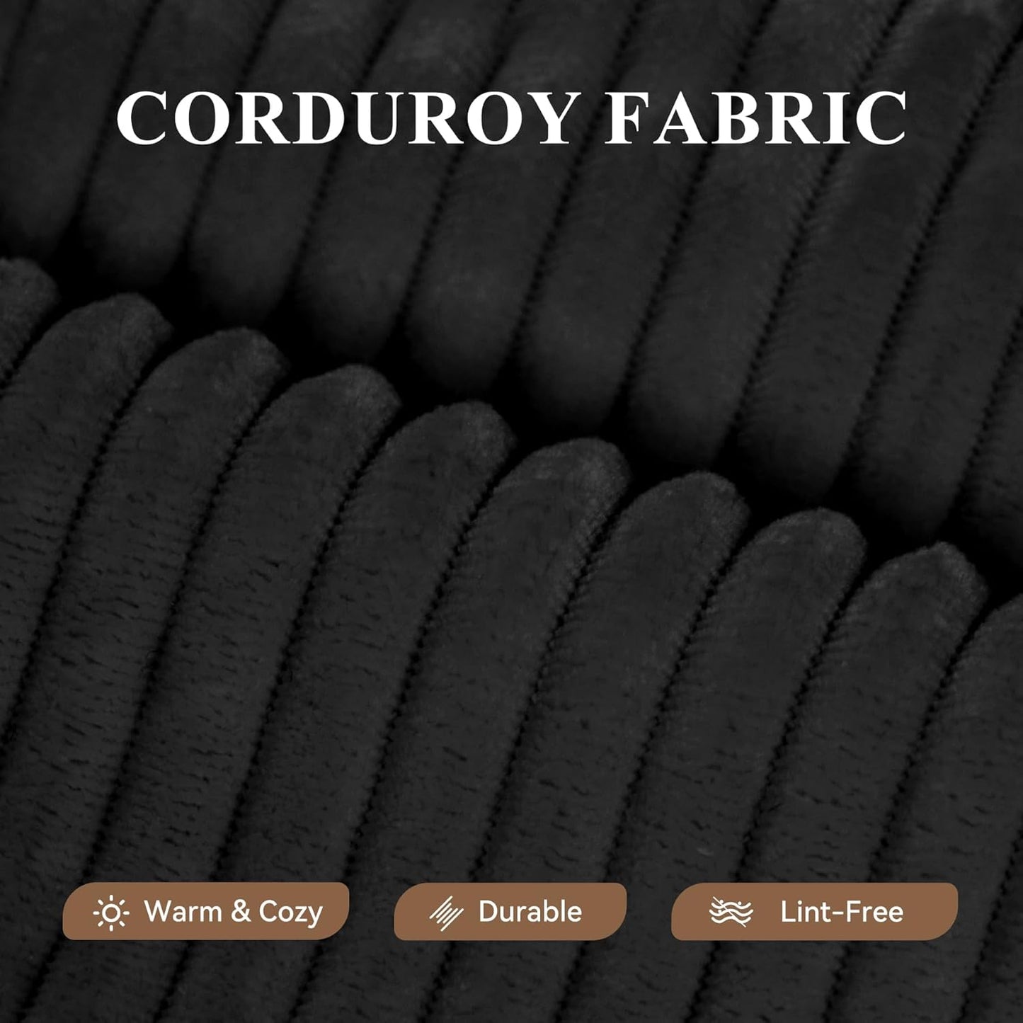 Modular Sectional Sofa with L-Shape Chaise,Cloud Sectional Modern Sleeper Couch with Deep Seat,Sponge Compression Sofas No Assembly Required(Black-Corduroy Fabric) 1PCS