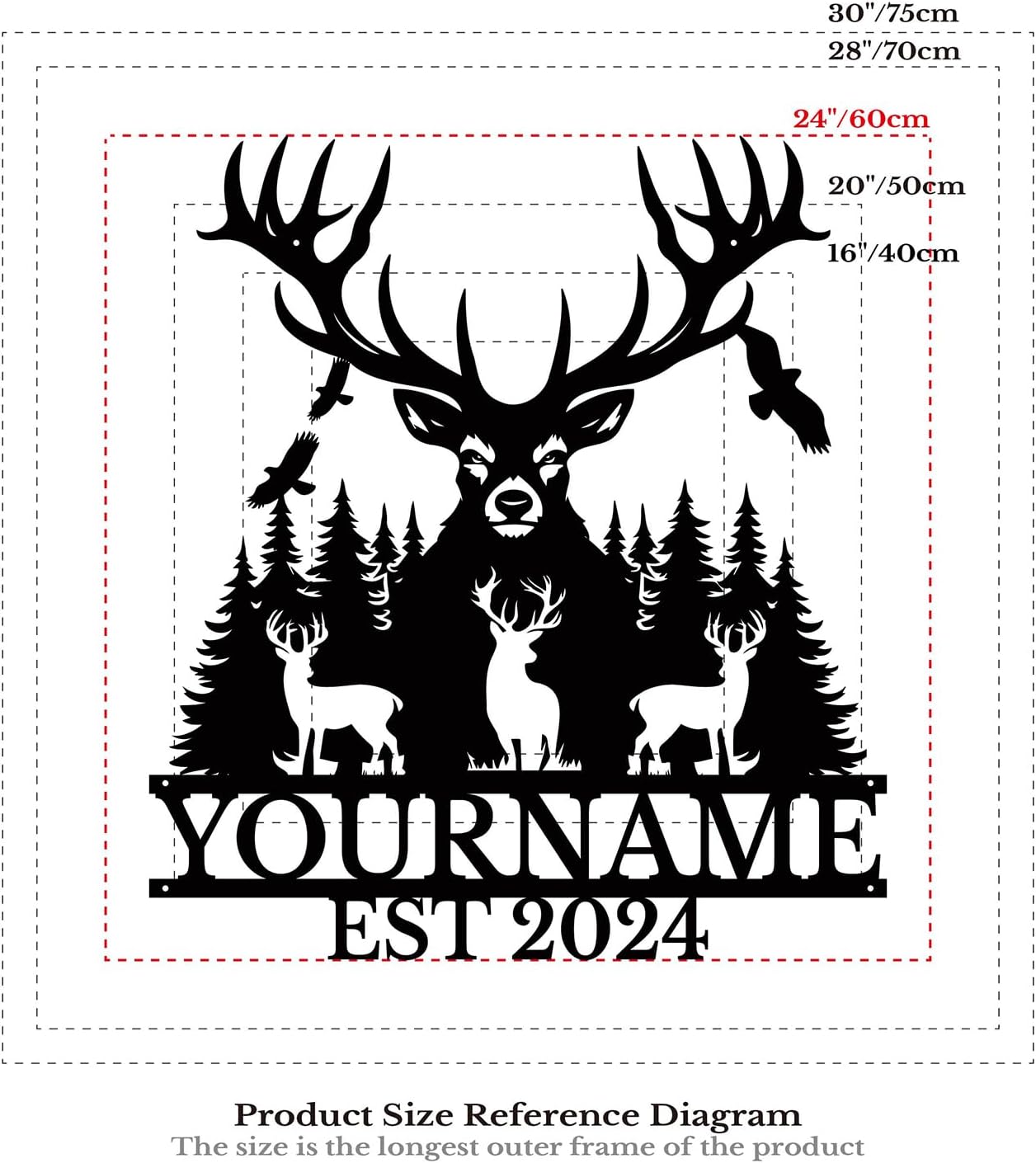 Personalized Metal Signs: Custom Shed Wall Decor, Black Deer Wall Art, Home Signs Plaques, Outdoor Decorative Signage (Style A)