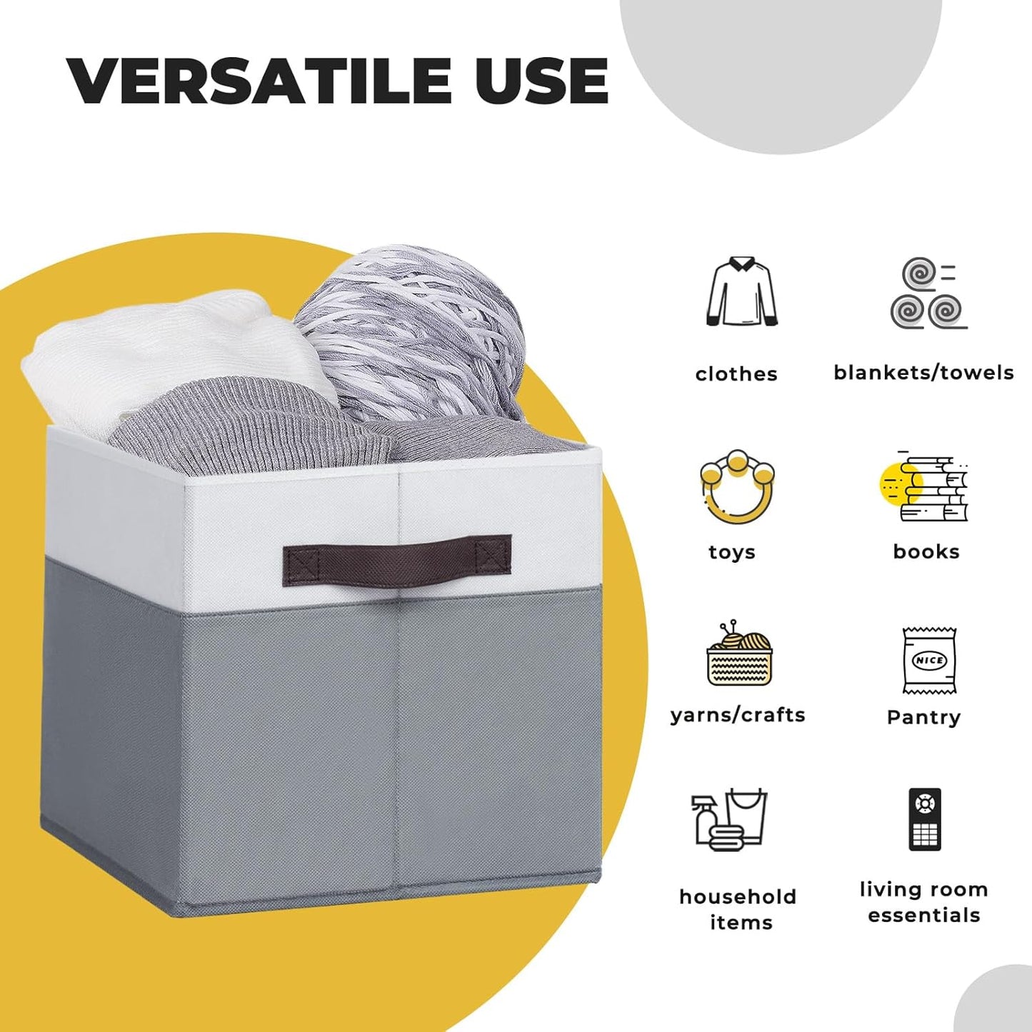 Criusia Fabric Storage Cubes - 13 Inch Large Storage Bins 4 Pack - Clothes Organizer Bins for Closet, Shelves, Cube Organizer/Cubby Collapsible Storage Baskets for Organizing Toys Blanket