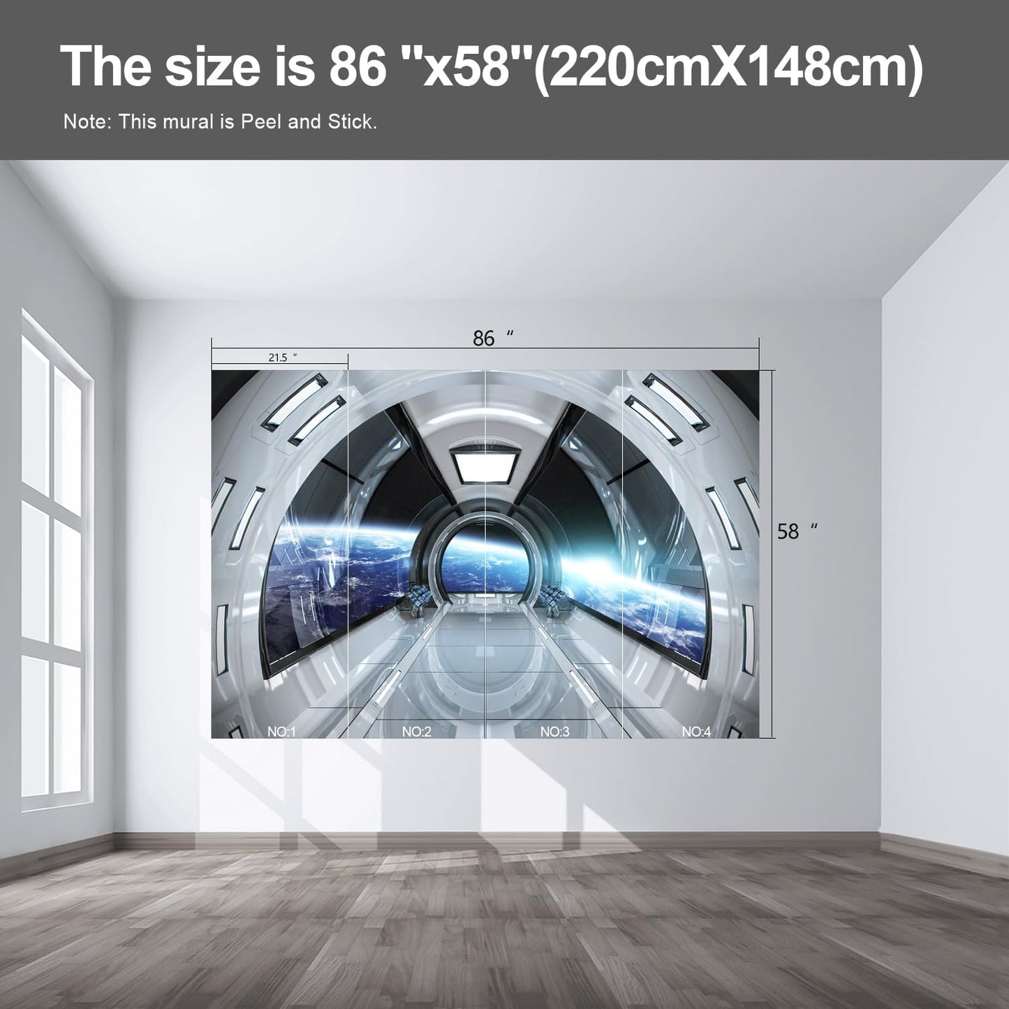 Spaceship Wall murals Peel and Stick Wallpaper for Bedroom Living Room - 58"x86"