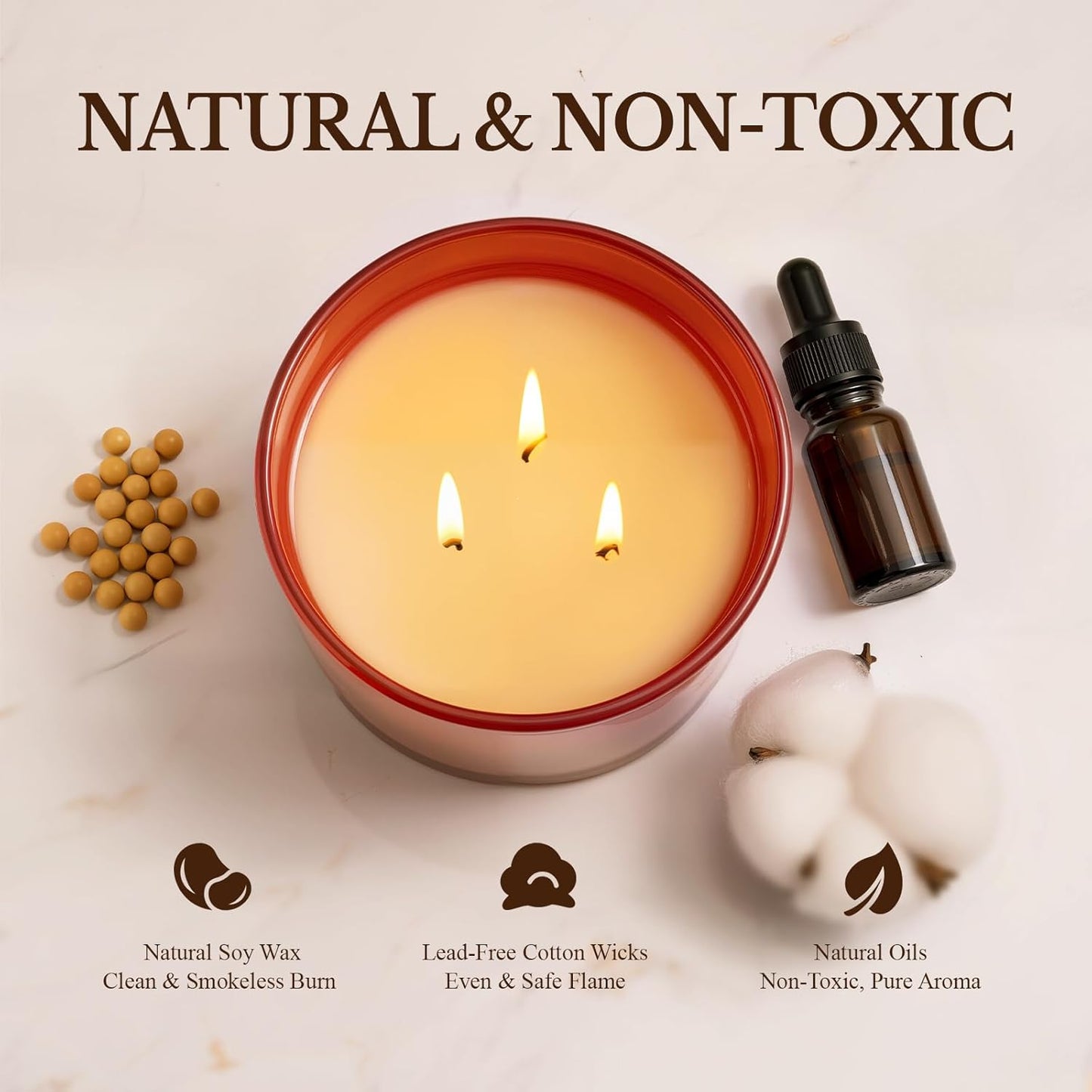 Cinnamon Spice Fall Candle, Large 3 Wick 12oz Luxury Candle, Elegant Autumn Gift for Women & Men, 60+ Hour Burn Time & Non-Toxic, Cozy Fall & Halloween Home Decor