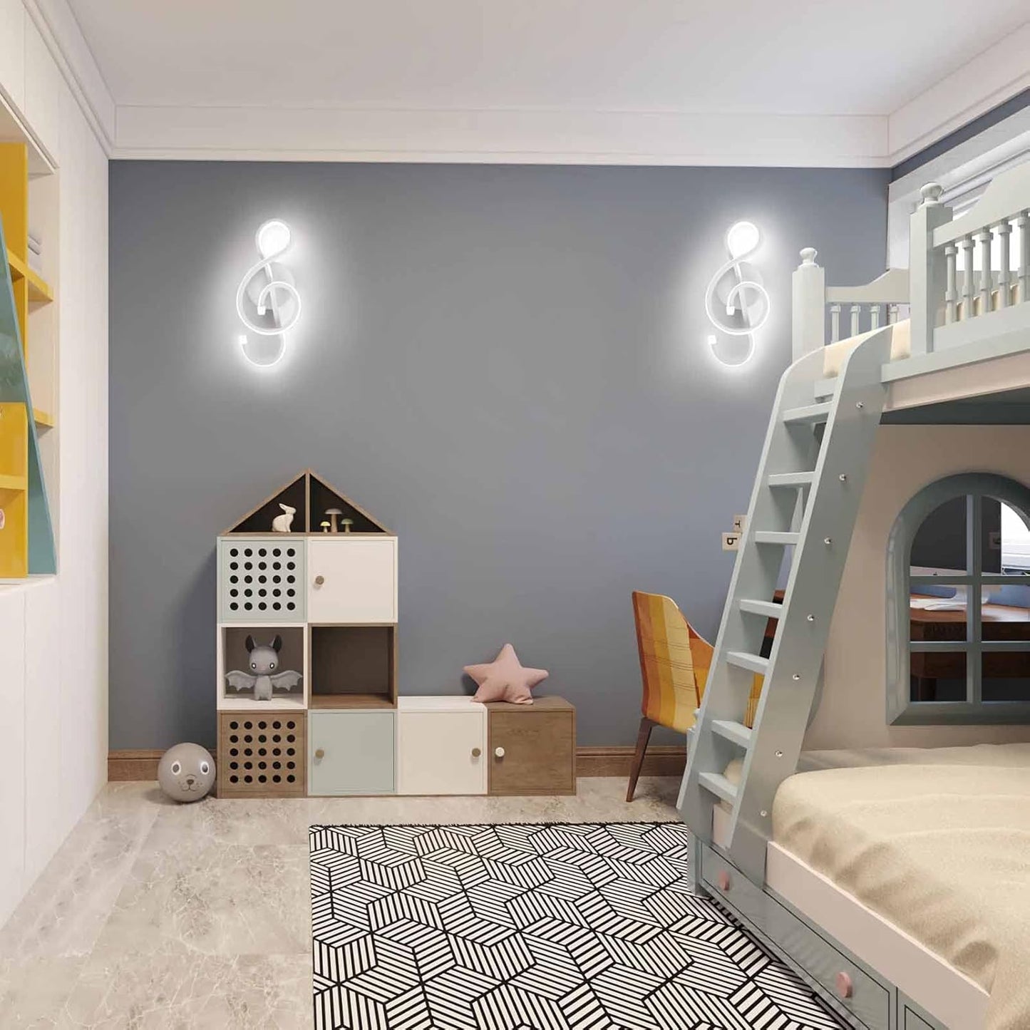 XEYOU 22W Modern Wall Sconce Lighting Indoor LED Creative Wall Light Fixture Music Symbol Art Decoration Wall Lamp for Living Room Bedroom Stair Corridor, White 6000K