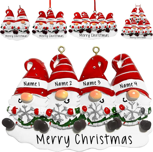 2025 Personalized Christmas Ornaments Family of 2/3/4/5/6,Custom Christmas Gnome Ornaments Deorations with Names,Customized Xmas Ornament Tree Deorations,Personalized Xmas Ornament Gifts