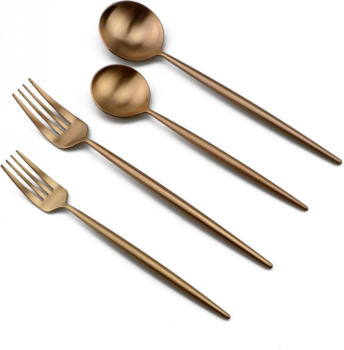 5-Pieces Luxury Rose Gold 18/10 Stainless Steel Flatware Set, Matte Finish, Service for 1