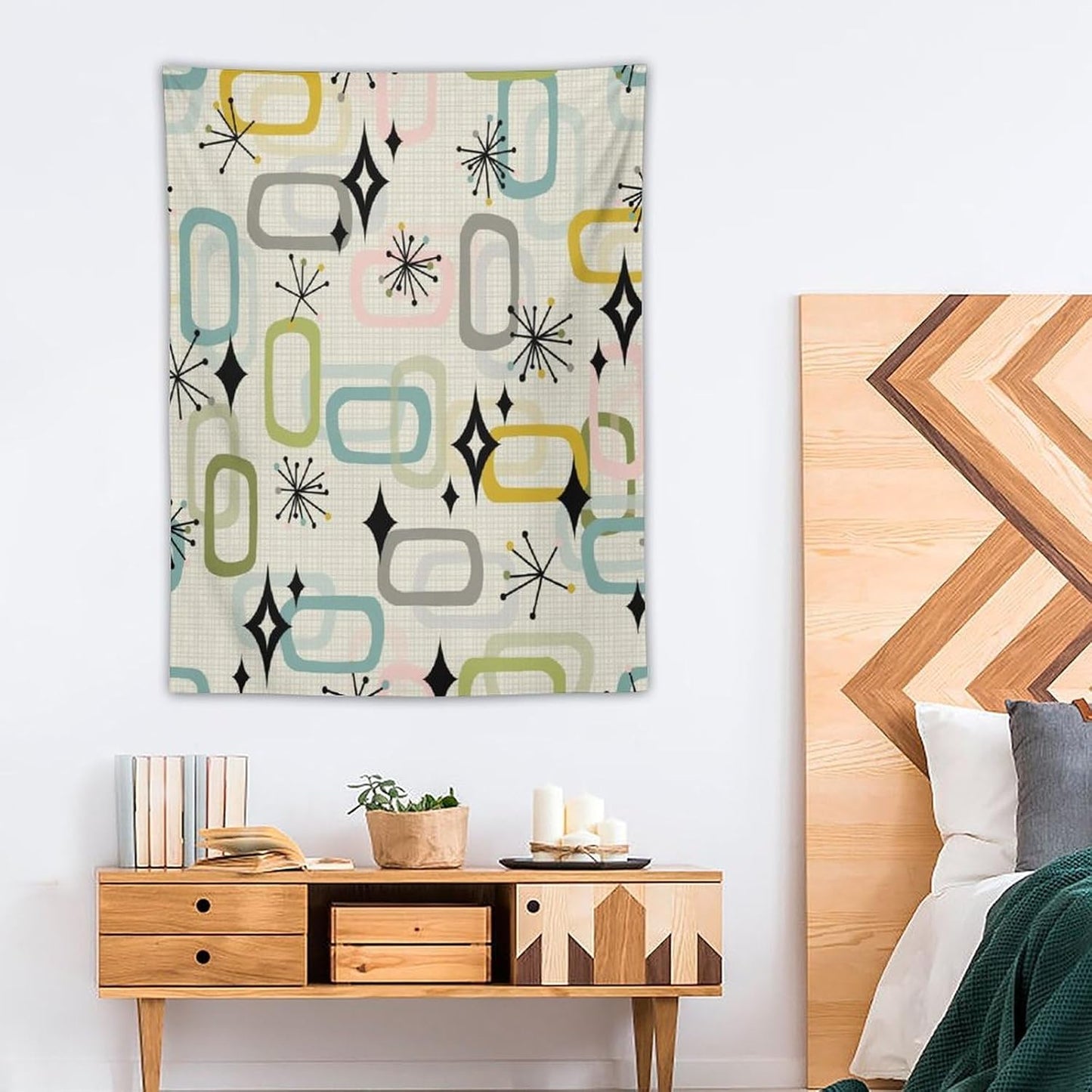 ICMOLYYENLO Boho Medieval Cat Tapestry, Abstract Atomic Starburst Geometric Aesthetic Art Wall Hanging For Bedroom Living Room Dormitory 30x40 Inches