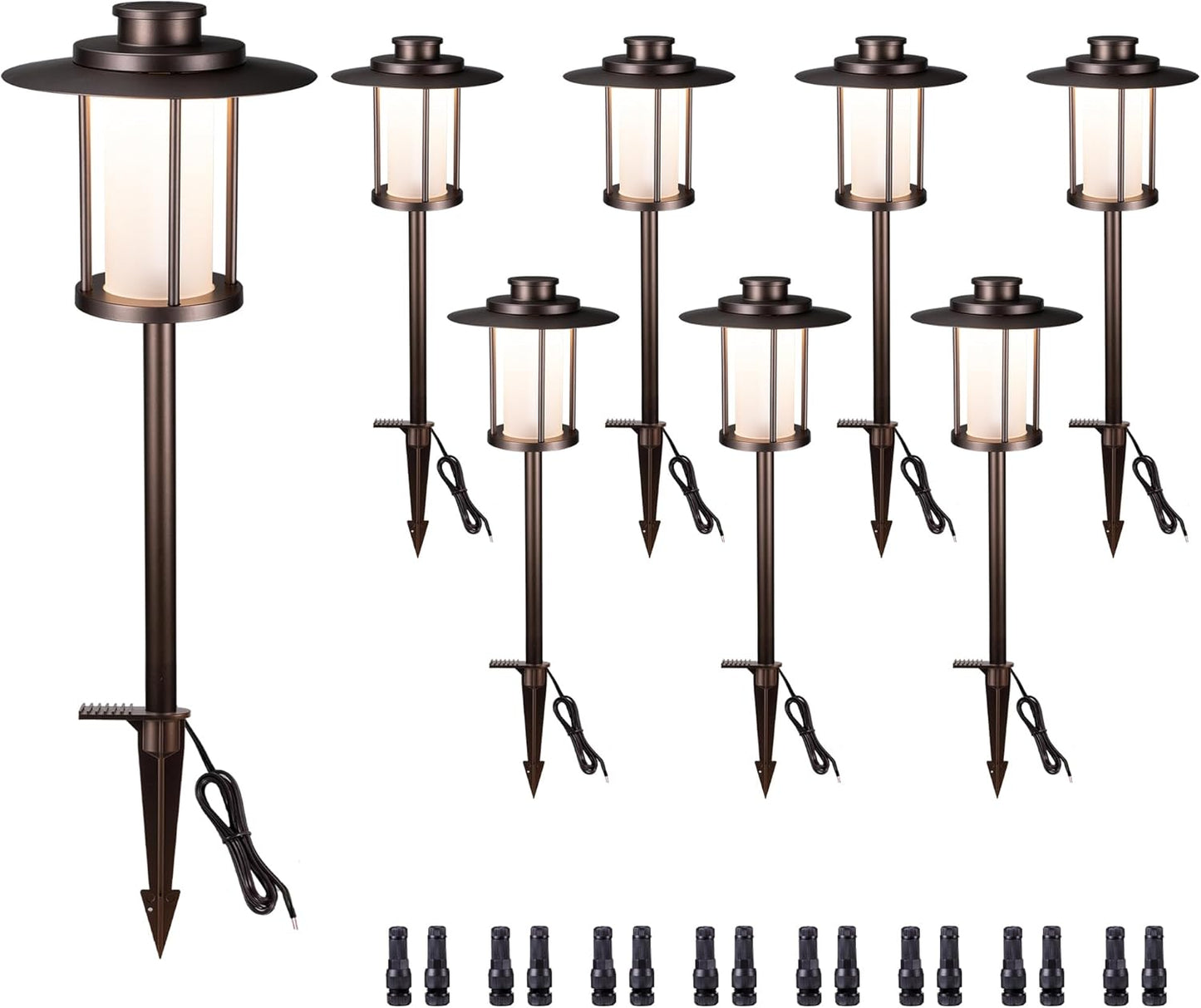 12V Landscape Path Light, 5 Color Temperature Selectable Pathlight LED, IP65 Waterproof Walkway Lights Low Voltage Hardwired, 5W 150LM ORB Metal Outdoor for Garden Walking Area (8 Pack)