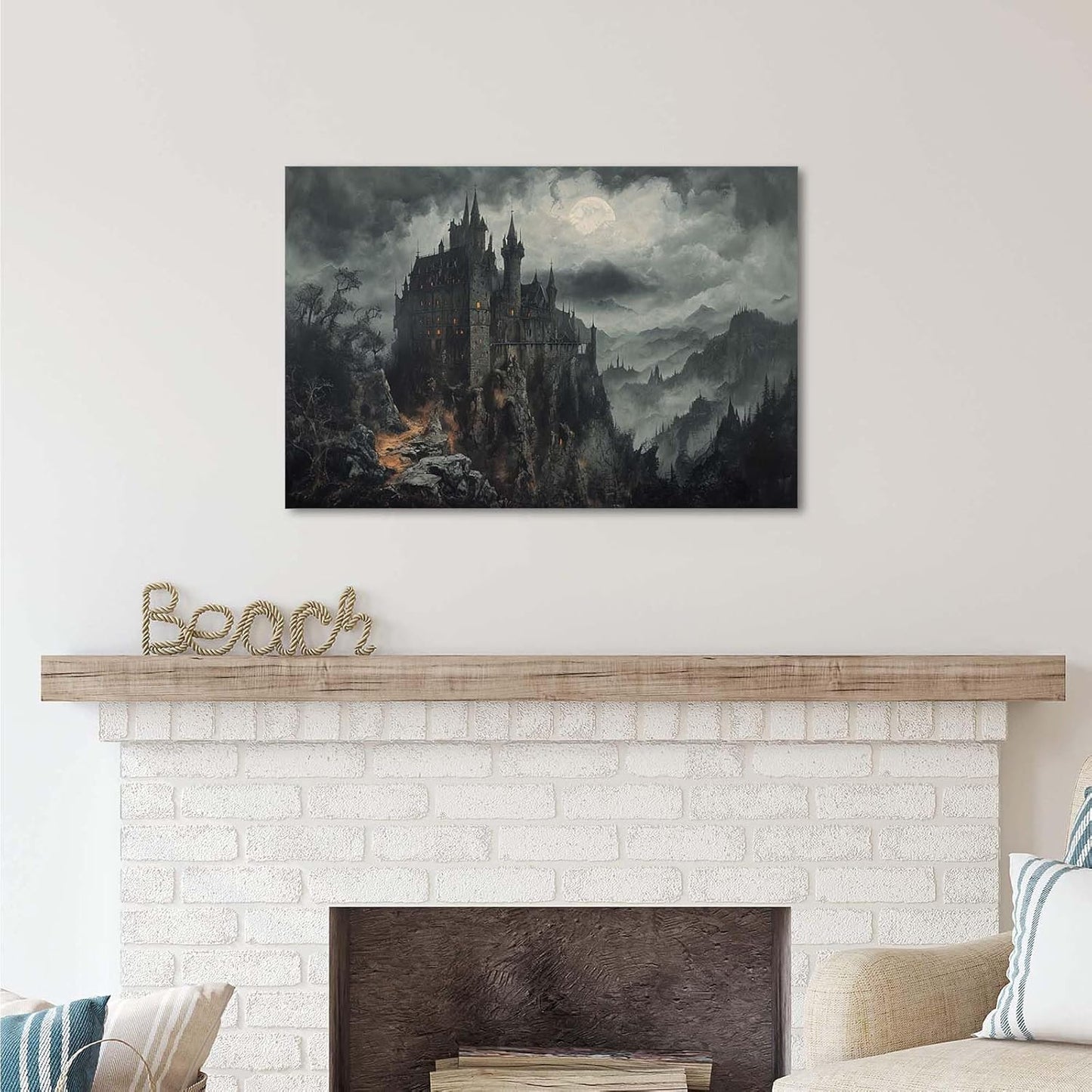 JFHCQJPK Vintage Castle Poster Dark Academy Victorian Gothic Castle Wall Art Poster Moody Mystical Art Print Suitable for Home Living Room Bedroom32x48in Frameless