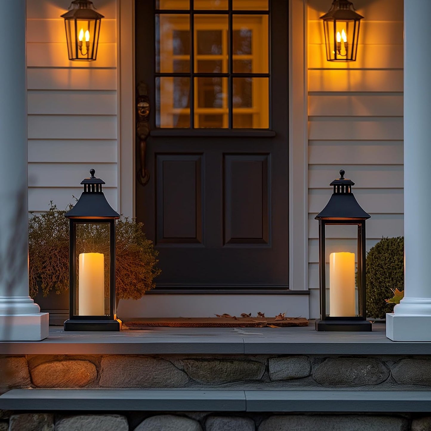 Amagic 2 Pack 10" x 4" Outdoor Plastic Electric flameless Candles with Remote Control and Timer, Battery Operated Flickering LED Pillar Fake Candle for Home, Wedding Decor, Ivory