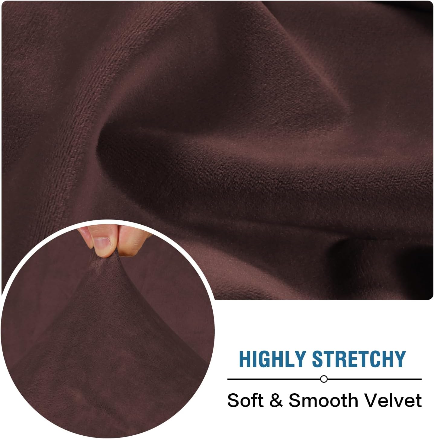 H.VERSAILTEX Velvet Stretch Individual Couch Cushion Cover Plush Slipcover for Loveseat Sofa Furniture Protector Seat Cover (1 Piece Loveseat Cushion Cover, Brown)