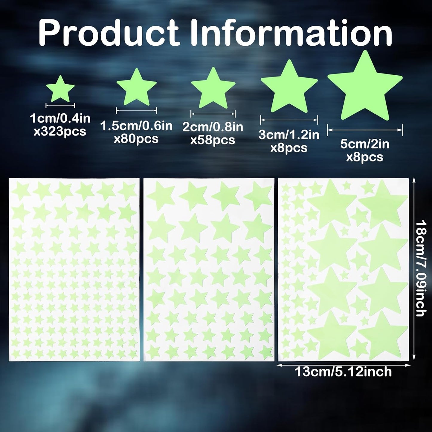 477PCS Glow in The Dark Stars Stickers, Adhesive Glowing Stars Wall Stickers Removable Ceiling Star Wall Decals Space Themed Room Decor Ceiling Star for Bedding Room Decorations