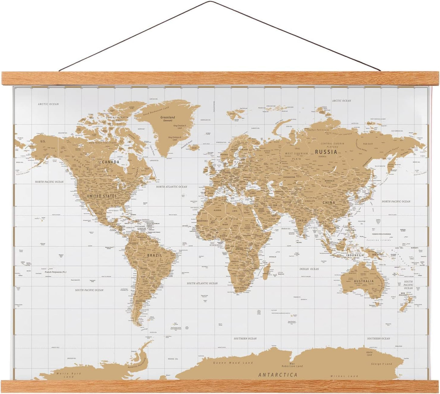 FALAMON Magnetic Poster Hanger Frame, 26x20 26x38 26x34 Teak Wood Magnet Poster Frame for Posters, Prints, Photos, Pictures, Maps, Scrolls, and Canvas Artwork