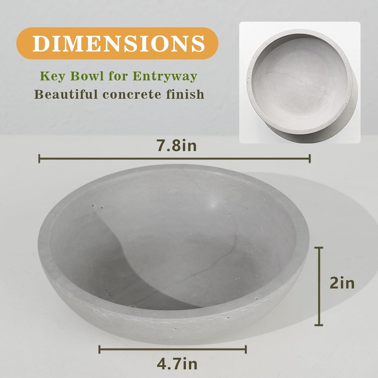 Marble Fruit Bowl for Kitchen Counter - Decorative Serving Bowl with Gray Travertine Design, Modern Home Decor (7.8 Inch)