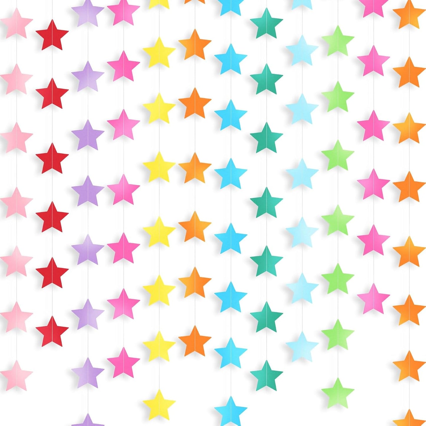 Patelai Glitter Star Garland Banner Decor 130 Feet Star Hanging Bunting Banner Twinkle Backdrop for Homecoming Classroom Wedding Birthday Halloween Christmas Party Supplies(Rainbow)