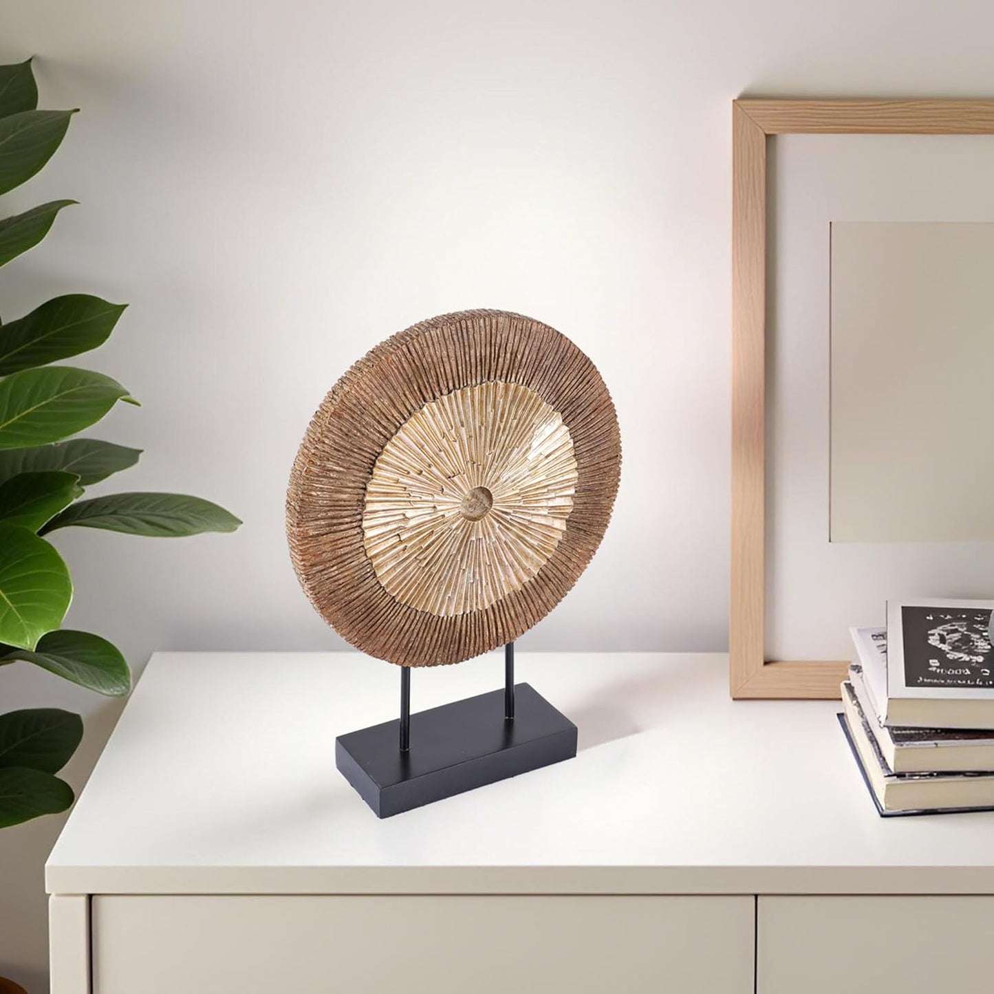 XMGZQ Wood Color Minimalist Round Statue Above Cabinet Decor Kitchen,Modern Decorative Sculpture Home Decorations for Living Room Coffee Table,Shelf Decor Items,Center Pieces Decoration for Table