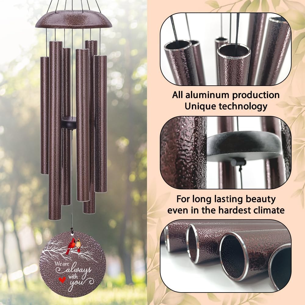 Personalized Sympathy Wind Chimes, Cardinal Wind Chimes, Wind Chime for Loss of Loved Father/Mother/Lover, Commemorative Sympathy Bereavement Gifts for Condolences/Funeral