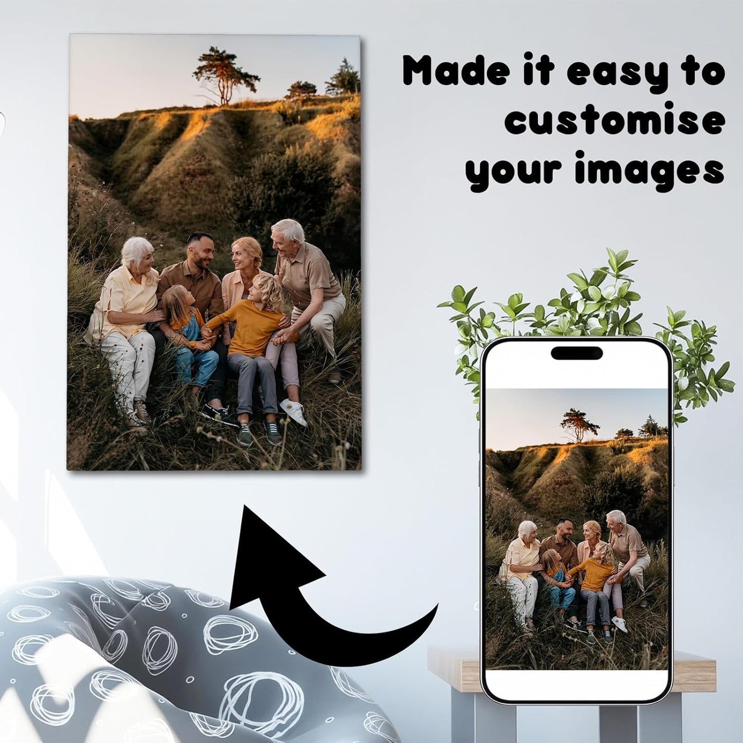 Canvas Prints With Your Photos, Custom Poster On Canvas Customized Canvas Prints with Your Photos Gift for Living Room, Bedroom, Friend，Lover, Wedding Pet Baby Family Photo Framed Wall Art 8×12