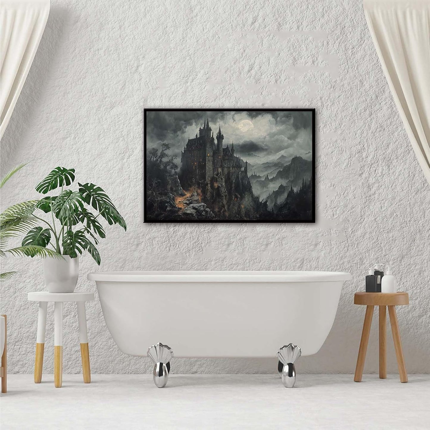 JFHCQJPK Vintage Castle Poster Dark Academy Victorian Gothic Castle Wall Art Poster Moody Mystical Art Print Suitable for Home Living Room Bedroom20x30in Metal blackFramed