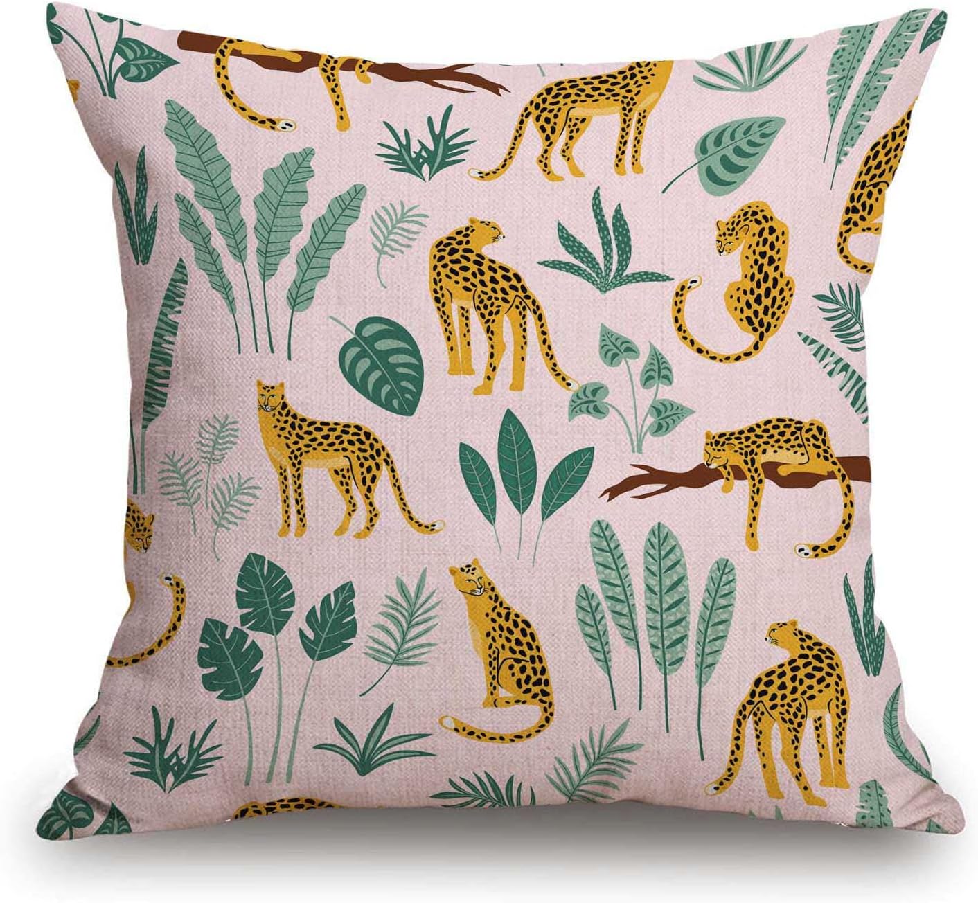 TSSOHU Vintage Cheetah Throw Pillow Cover Patio Furniture Leopard Decorative Cushion Cases Home Décor for Couch Bed Sofa 18x18 Inch