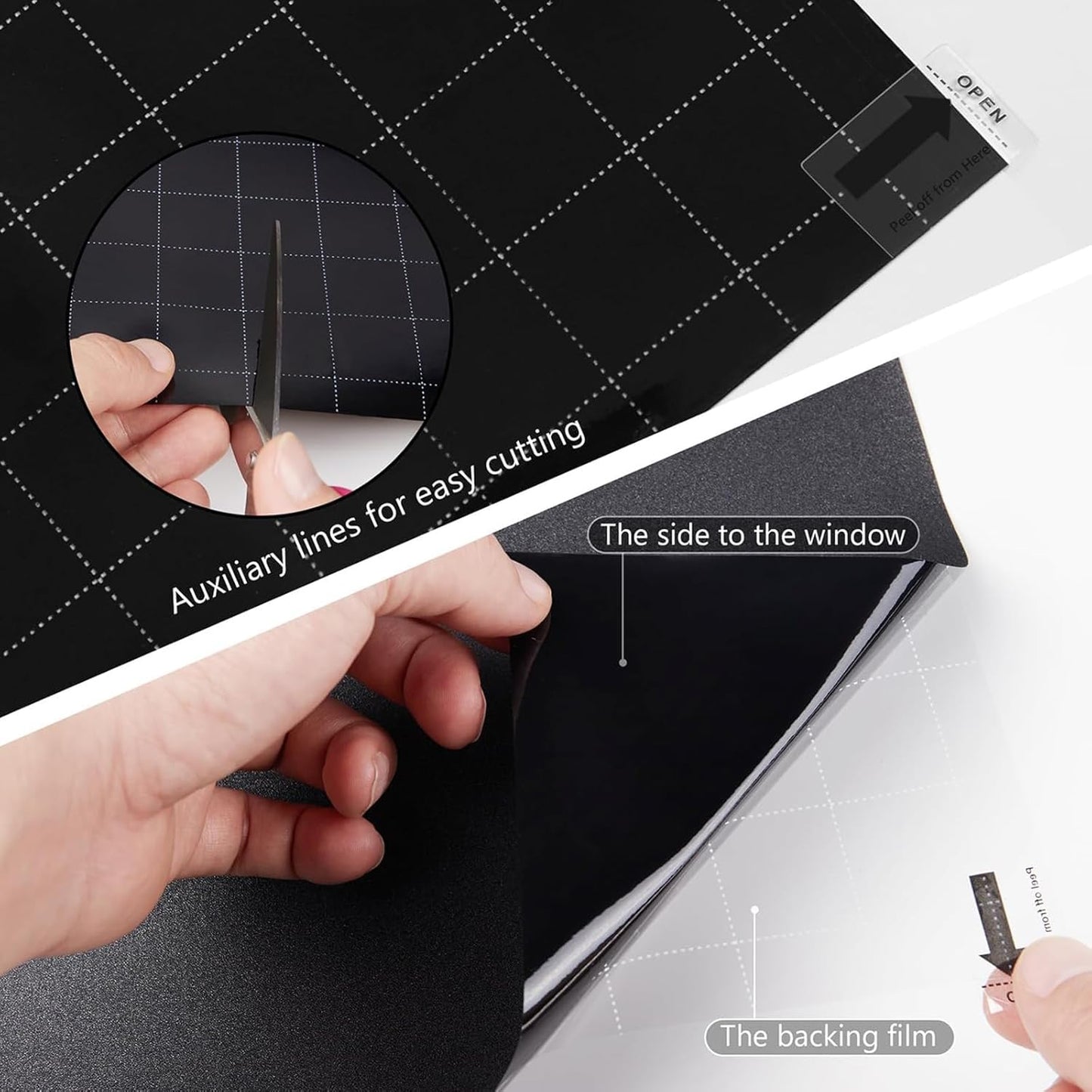 Kromapolis Blackout Window Privacy Film Total Light Blocking Room Darkening Window Covering, Removable Static Cling Frosted Glass Tint, Non-Adhesive, Black 45.2'' x 157.4''